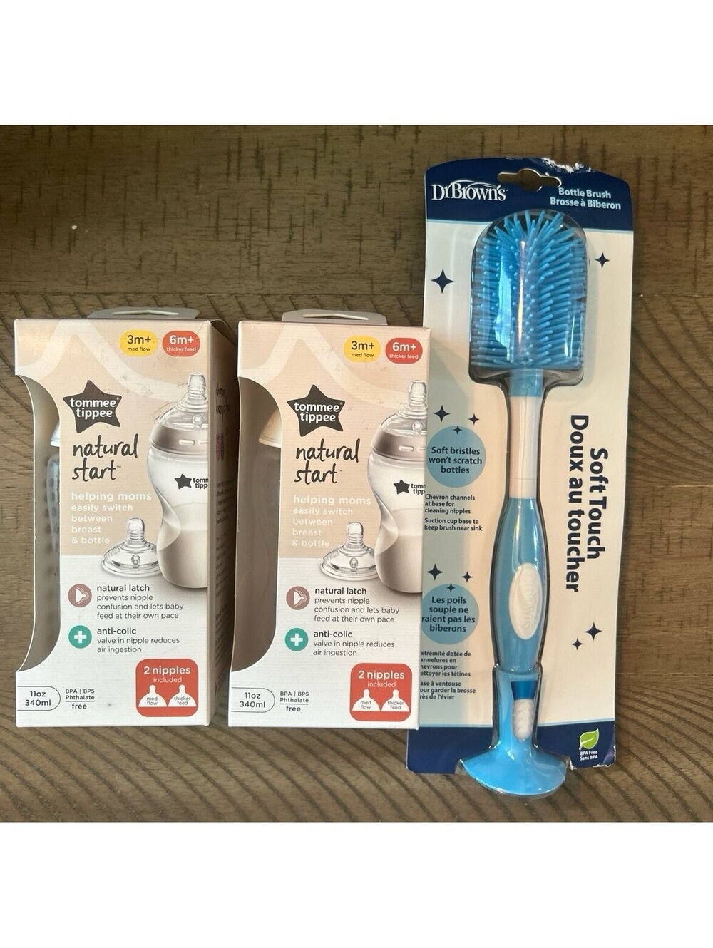 Tommee Tippee Natural Start Bottle Bundle + Dr. Brown’s Bottle Brush NEW